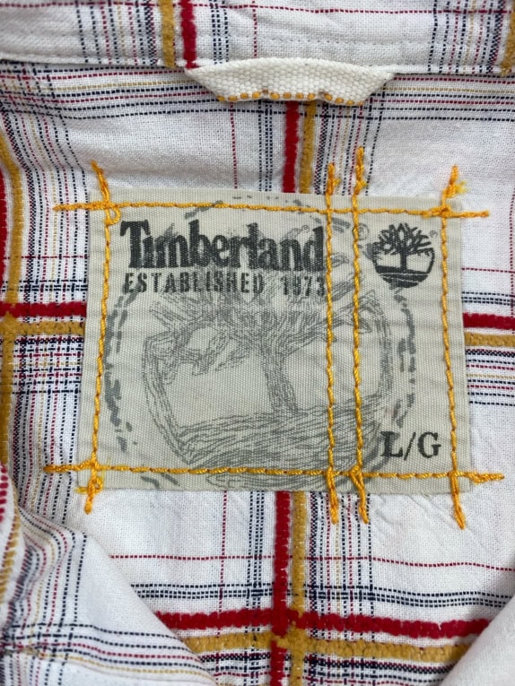 TIMBERLAND SHIRT CHECKED VINTAGE LOGO WHITE/RED MEN'S L