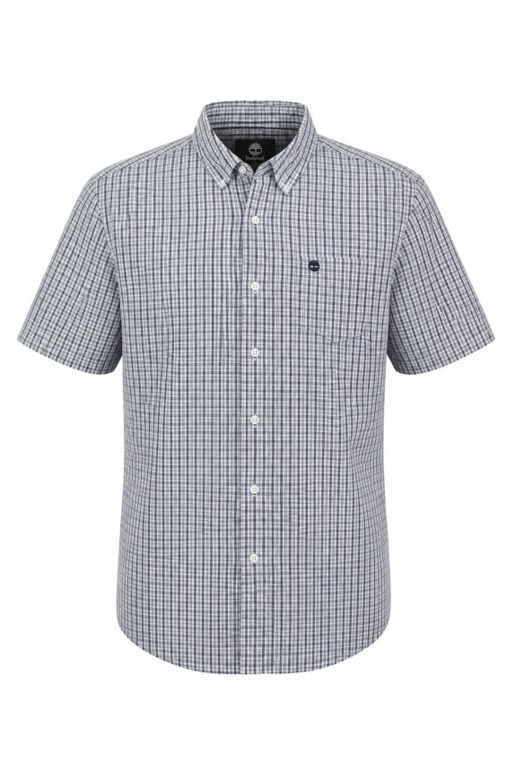 TIMBERLAND SHIRT CHECKED CASUAL WHITE BLUE MEN PRE OWNED L