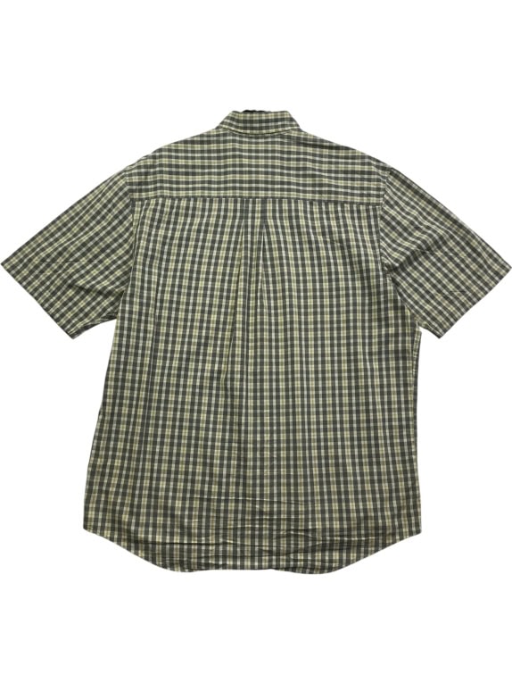 TIMBERLAND SHORT SLEEVE CHECKED SHIRT LOGO GREEN/GREY MENS XL