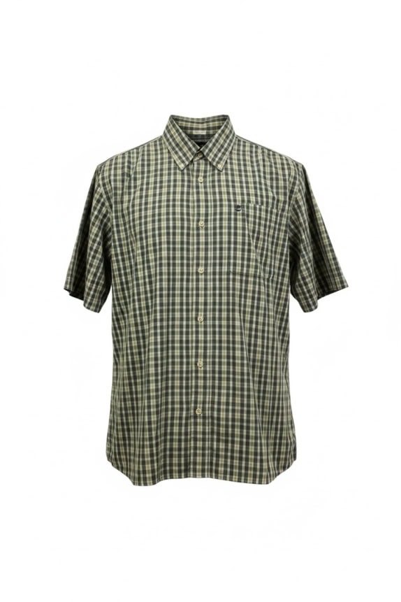 TIMBERLAND CAMICIA A MANICHE CORTE CHECKED LOGO VERDE/GRIGIO DA UOMO XL