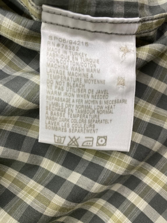 TIMBERLAND SHORT SLEEVE CHECKED SHIRT LOGO GREEN/GREY MENS XL