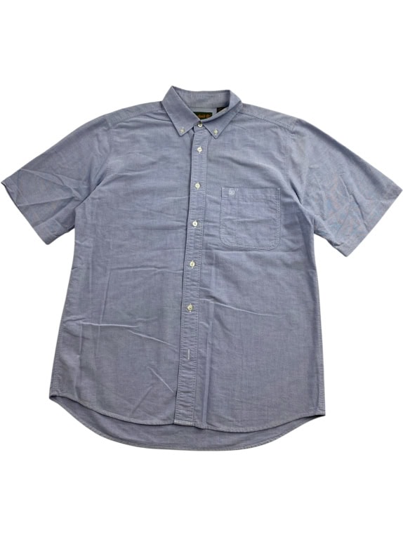 TIMBERLAND SHORT SLEEVE OXFORD SHIRT WITH EMBROIDERED LOGO LIGHT BLUE MEN'S LARGE
