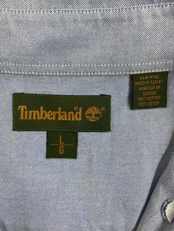 TIMBERLAND SHORT SLEEVE OXFORD SHIRT WITH EMBROIDERED LOGO LIGHT BLUE MEN'S LARGE