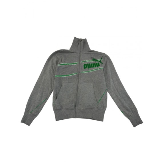 VINTAGE Puma Giacca Track con Collo Alto, Grigio-Verde, M
