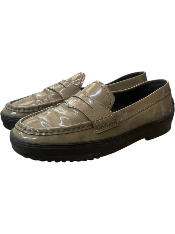 TODS LOAFERS CLASSIC OLIVE UNISEX PRE OWNED EU 39