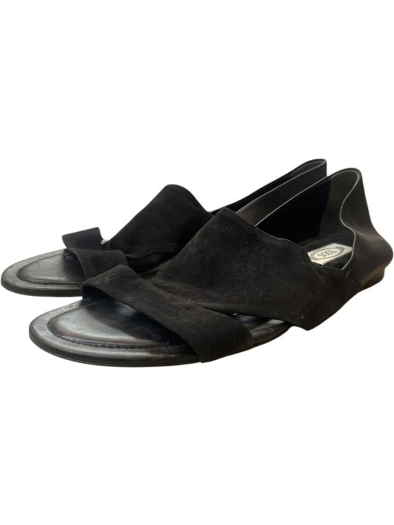 TODS SANDALS MINIMAL BLACK WOMENS PRE OWNED EU 38.5