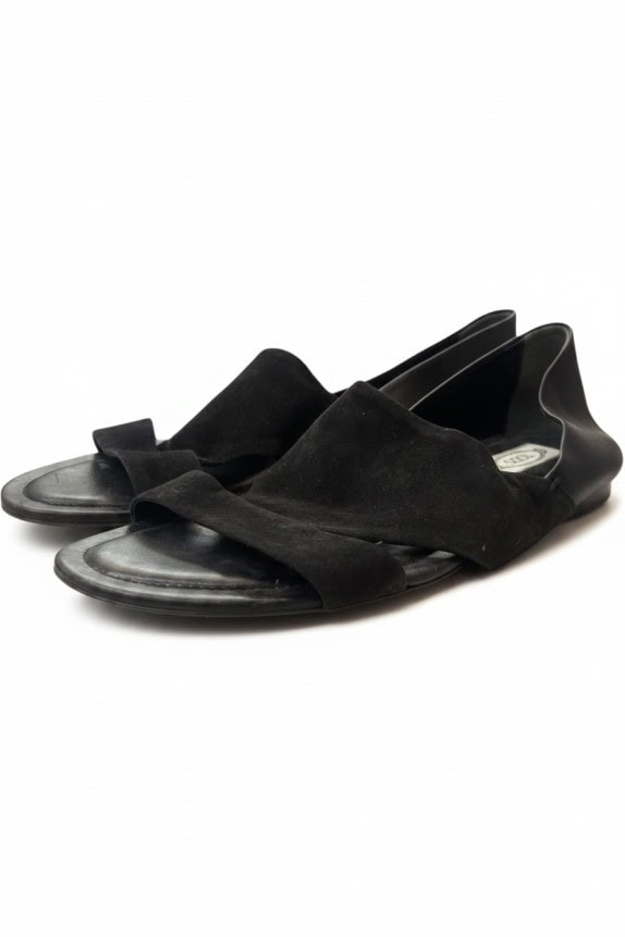 TODS SANDALS MINIMAL BLACK WOMENS PRE OWNED EU 38.5
