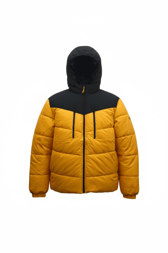 TOM TAILOR DENIM Μπουφάν Puffer Casual Κουκούλα Κίτρινο Μαύρο Ανδρικό XXL