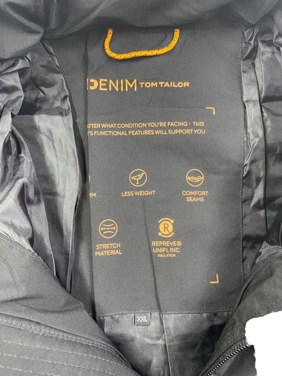 TOM TAILOR DENIM Μπουφάν Puffer Casual Logo Μαύρο Unisex XXL
