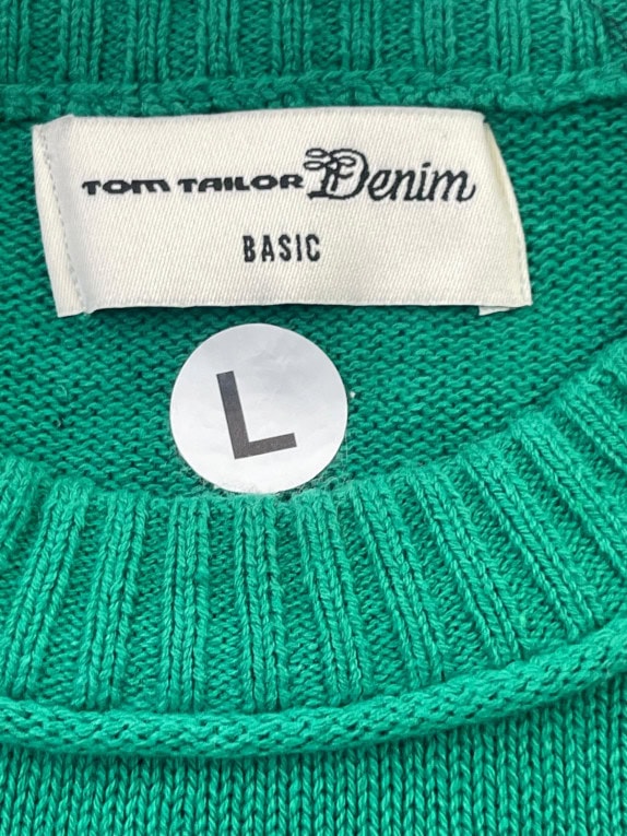 TOM TAILOR DENIM MAGLIONE IN MAGLIA MINIMAL VERDE UOMO PRE OWNED L