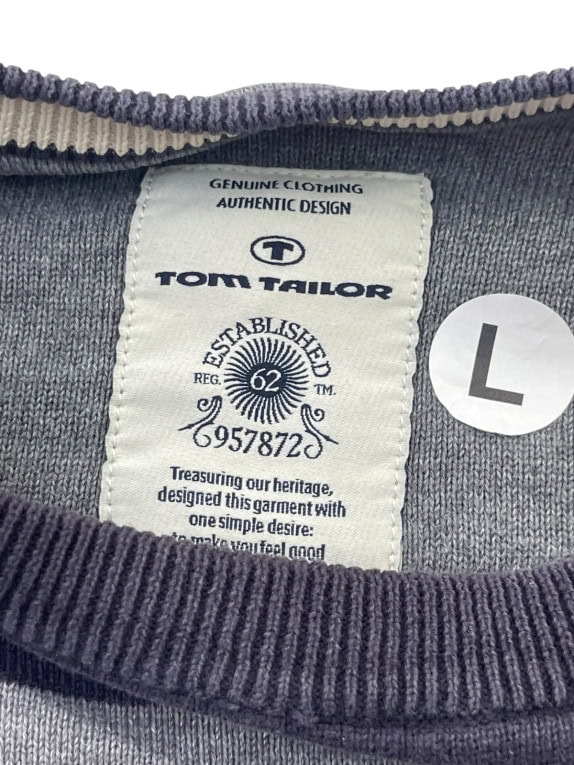 TOM TAILOR ΠΛΕΚΤΟ ΠΟΥΛΟΒΕΡ ΚΛΑΣΙΚΟ ΡΙΓΕ NAVY ΓΚΡΙ ΑΝΤΡΙΚΟ PRE OWNED L