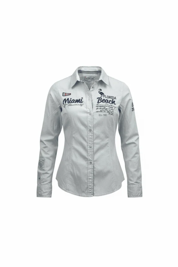 TOM TAILOR POLO TEAM Πουκάμισο Casual Florida Beach Logo Σιέλ Γυναικείο S