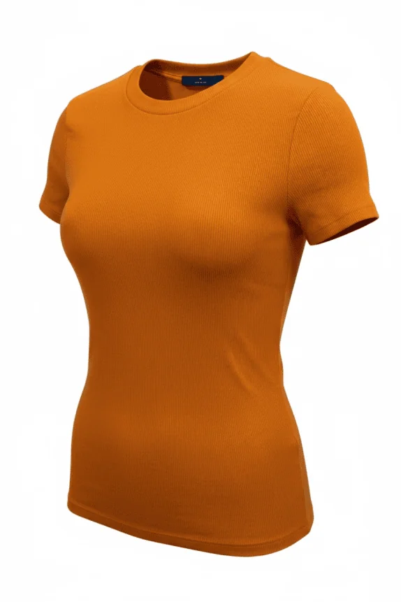 TOM TAILOR T-Shirt Ribbed Casual Basic Πορτοκαλί Ανδρικό M