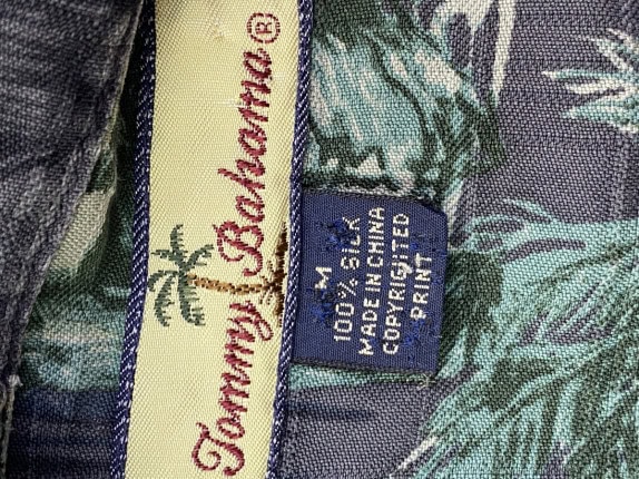 TOMMY BAHAMA ΚΟΝΤΟΜΑΝΙΚΟ ΠΟΥΚΑΜΙΣΟ TROPICAL ΔΙΑΓΡΑΦΙΚΟ ΓΚΡΙ ΑΝΤΡΙΚΟ PRE OWNED