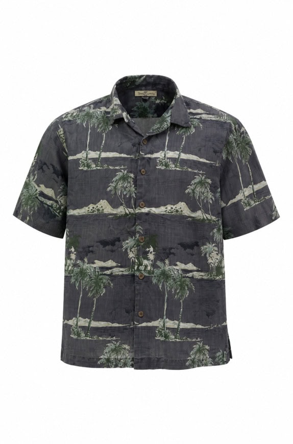 TOMMY BAHAMA CAMICIA A MANICHE CORTE TROPICAL GRAPHIC GRIGIO UOMO PRE OWNED XL