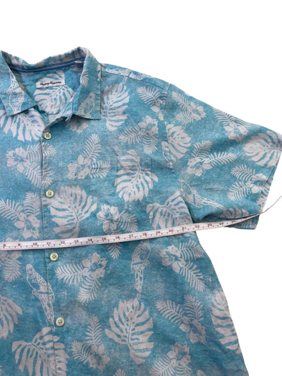 TOMMY BAHAMA CAMICIA HAWAIIAN TURCHESE UOMO PRE OWNED M