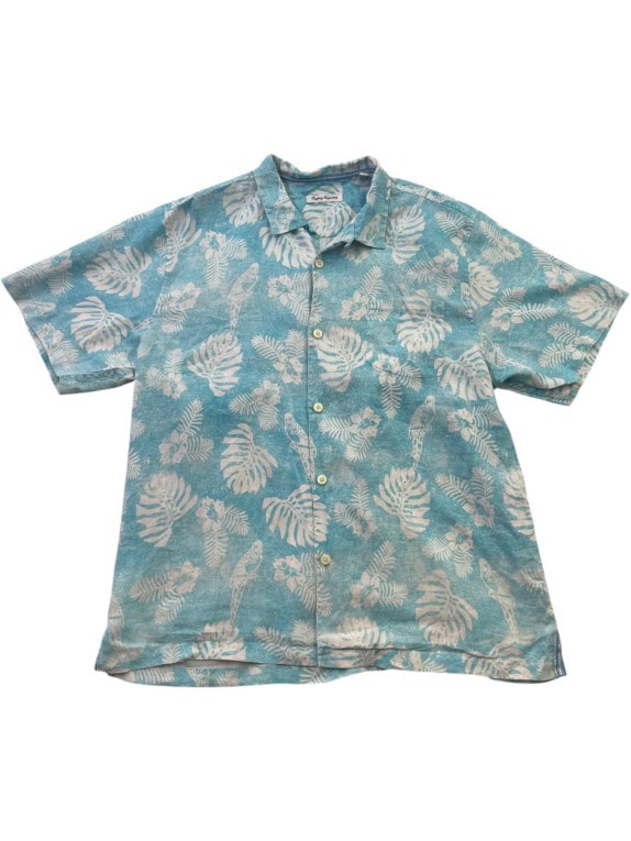 TOMMY BAHAMA CAMICIA HAWAIIAN TURCHESE UOMO PRE OWNED M