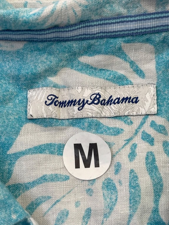 TOMMY BAHAMA CAMICIA HAWAIIAN TURCHESE UOMO PRE OWNED M