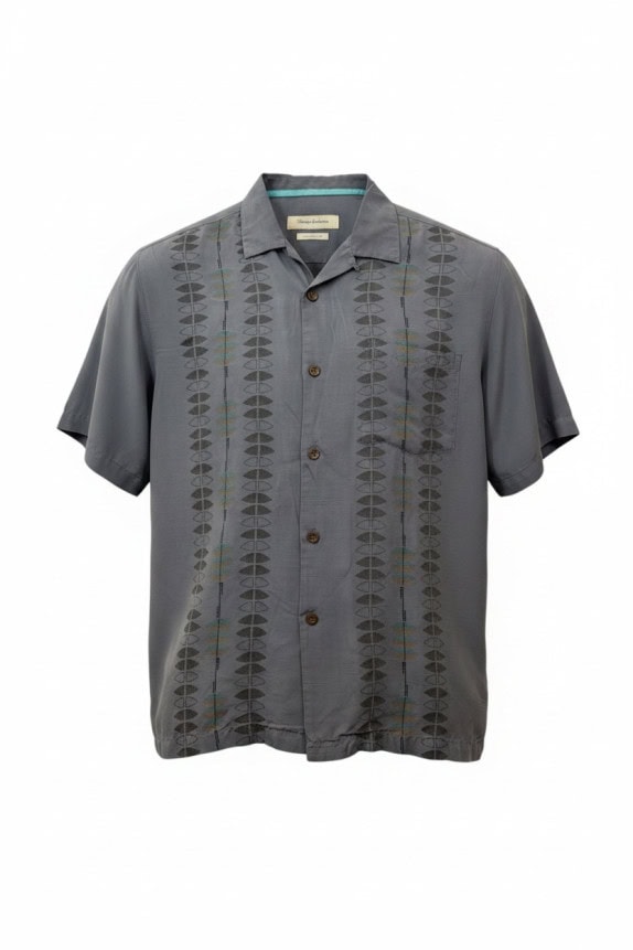 TOMMY BAHAMA CAMICIA RETRO GRIGIO UOMO PRE OWNED M