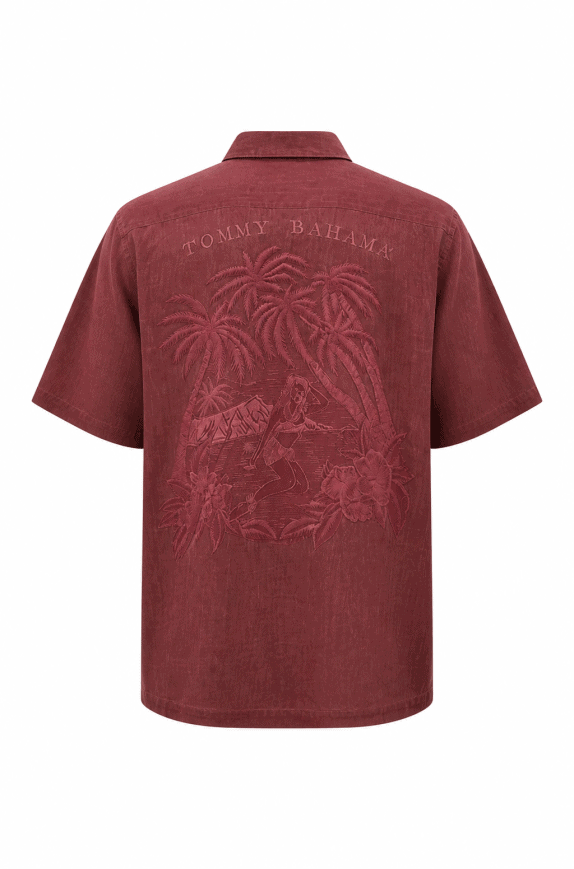 TOMMY BAHAMA CAMICIA RETRO BORDEAUX UOMO PRE OWNED