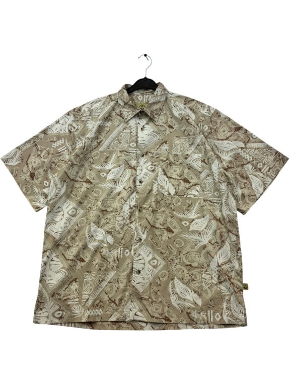 TOMMY BAHAMA CAMICIA MANICA CORTA TROPICAL BEIGE UOMO PRE OWNED L