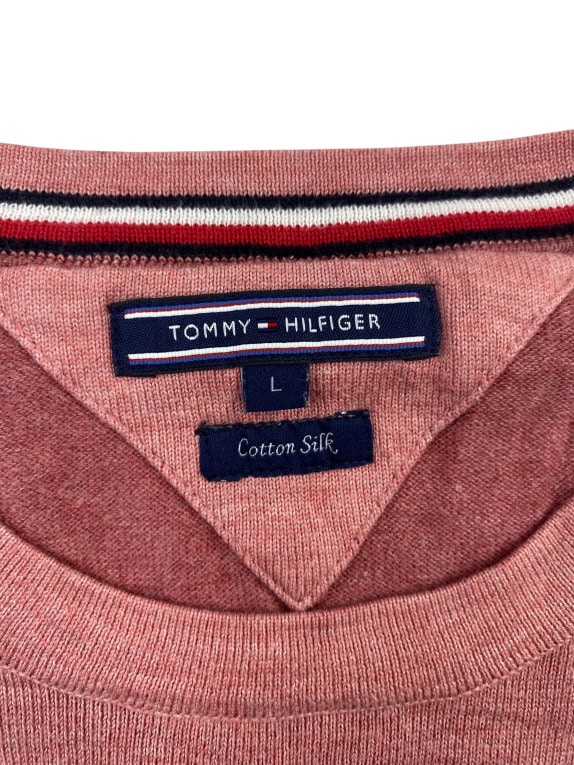 Tommy Hilfiger Men’s Pink Knit Sweater Cotton Silk Size L