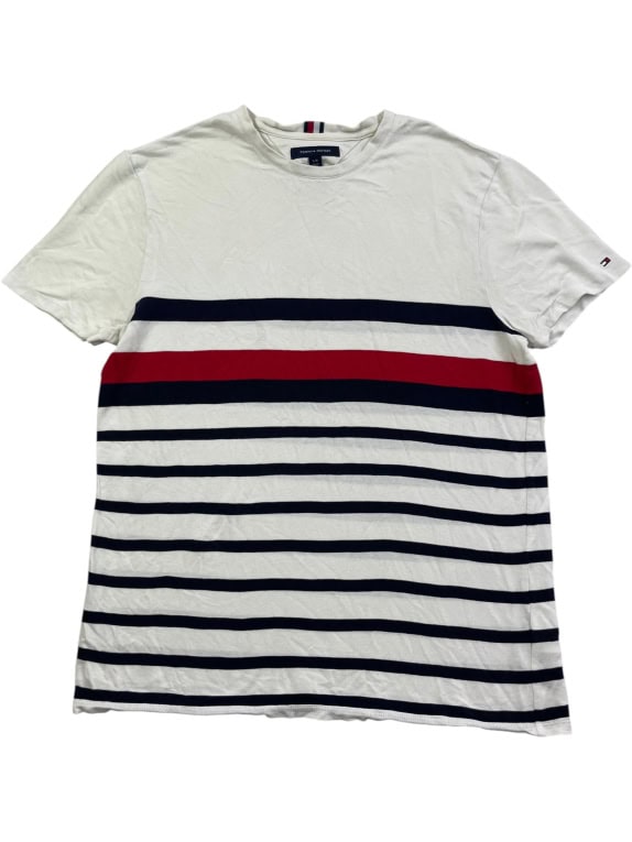 Tommy Hilfiger T-Shirt da uomo a righe bianco blu rosso