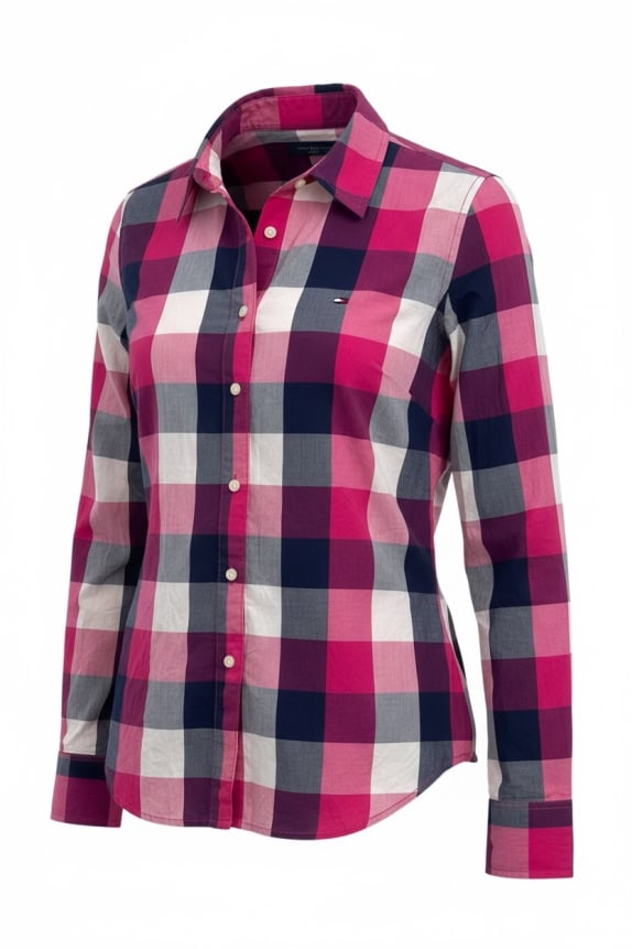 TOMMY HILFIGER CAMICIA CHECK CLASSIC ROSA DONNA PRE OWNED M