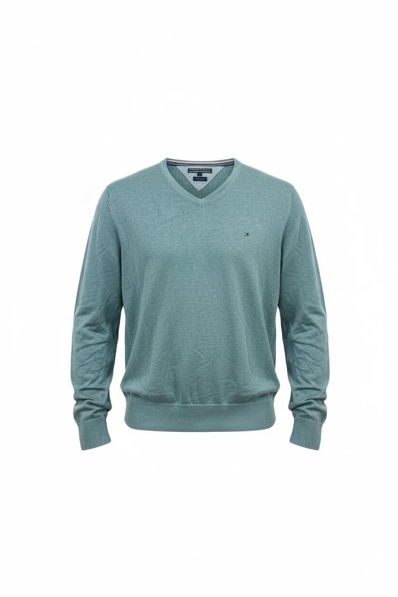 Tommy Hilfiger in cotone e seta lavorato a maglia azzurro da uomo L