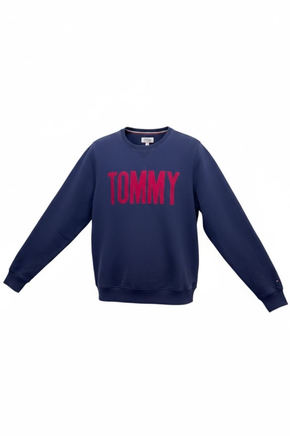 Tommy Hilfiger Denim Felpa blu con logo girocollo unisex L