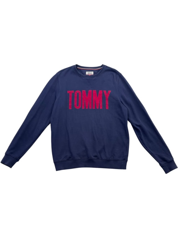 Tommy Hilfiger Denim Sweatshirt Blue Logo Crewneck Unisex L