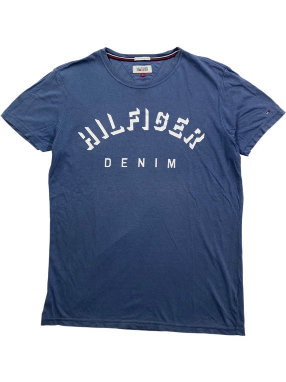 TOMMY HILFIGER DENIM T-Shirt con stampa logo in stile college blu da uomo L