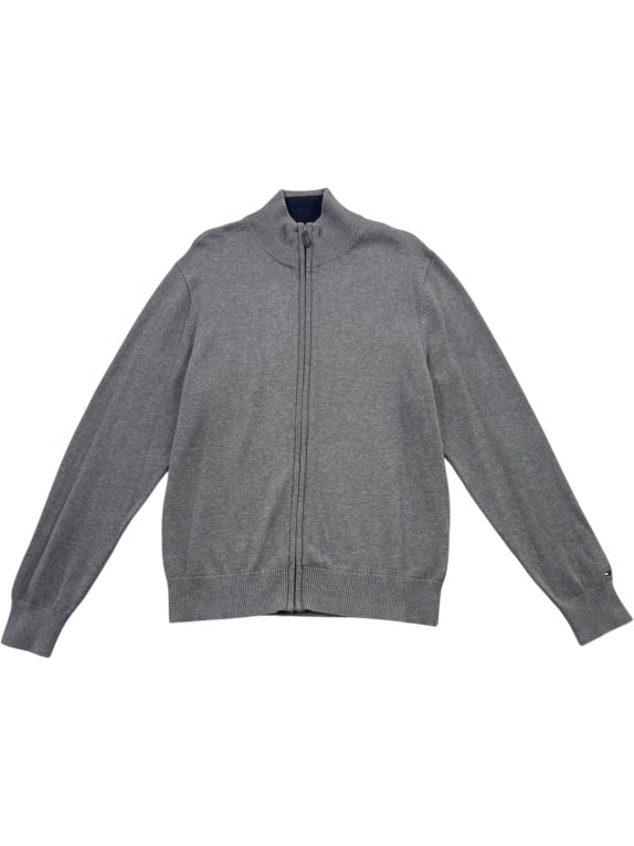Tommy Hilfiger Γκρι Zip-Up Πλεκτή Ζακέτα Unisex L