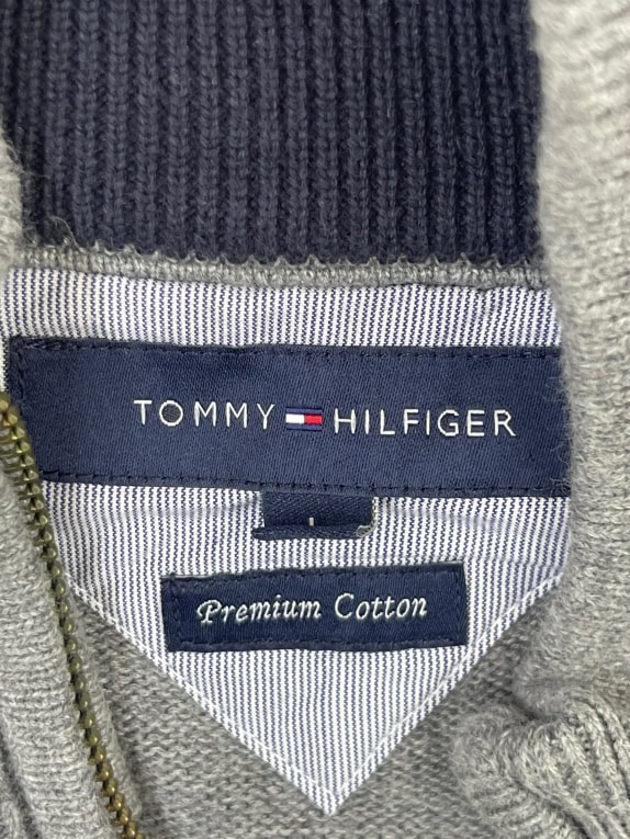 Tommy Hilfiger Γκρι Zip-Up Πλεκτή Ζακέτα Unisex L