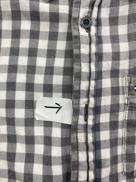 TOMMY HILFIGER Camicia casual a quadri con logo grigio-bianco da uomo L