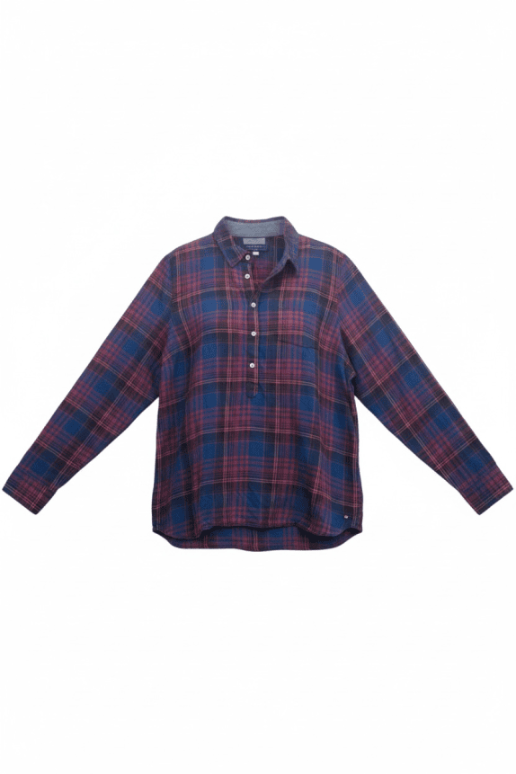 TOMMY HILFIGER Καρό Πουκάμισο Casual Logo Μπλε-Ροζ Γυναικείο XL