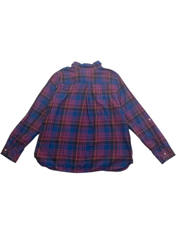 TOMMY HILFIGER Plaid Shirt Casual Logo Blue-Pink Women’s XL