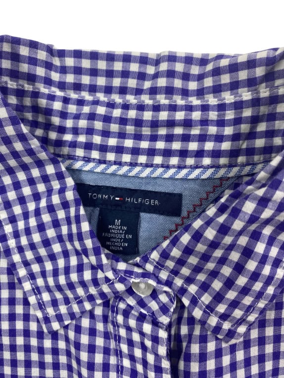 Tommy Hilfiger Camicia casual scozzese con logo blu da donna M
