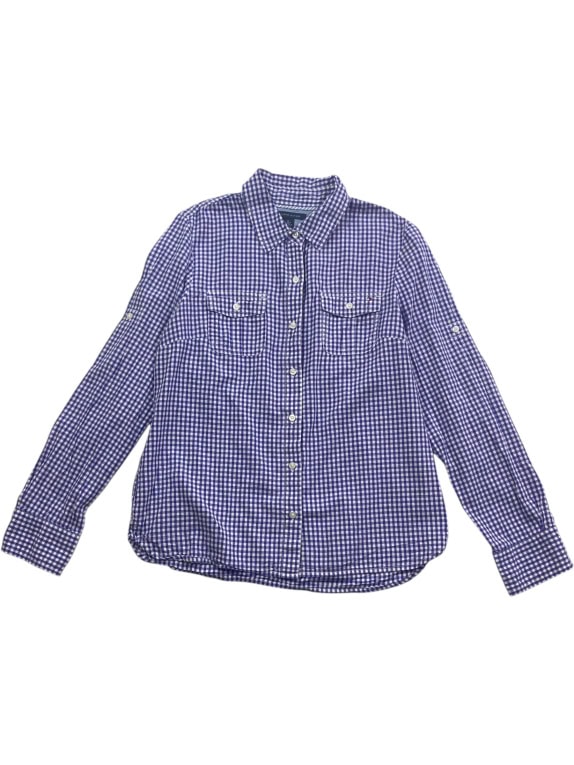 Tommy Hilfiger Camicia casual scozzese con logo blu da donna M