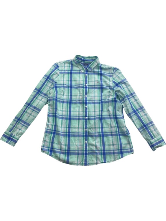 TOMMY HILFIGER Καρό Πουκάμισο Relaxed Fit Logo Πράσινο-Μπλε Ανδρικό M