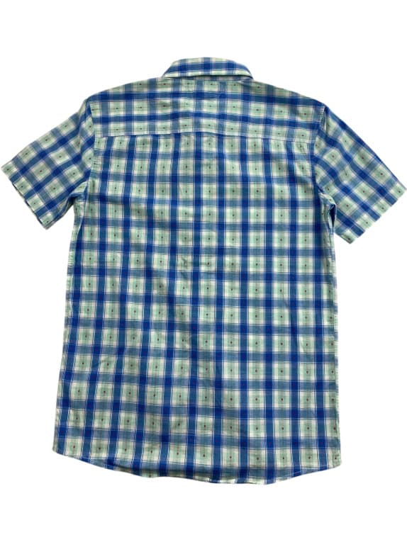 TOMMY HILFIGER ΚΟΝΤΟΜΑΝΙΚΟ ΠΟΥΚΑΜΙΣΟ CASUAL ΜΕ ΚΕΝΤΗΜΕΝΟ ΛΟΓΟΤΥΠΟ ΜΠΛΕ/ΠΡΑΣΙΝΟ ΚΑΡΟ ΑΝΔΡΙΚΟ MEDIUM
