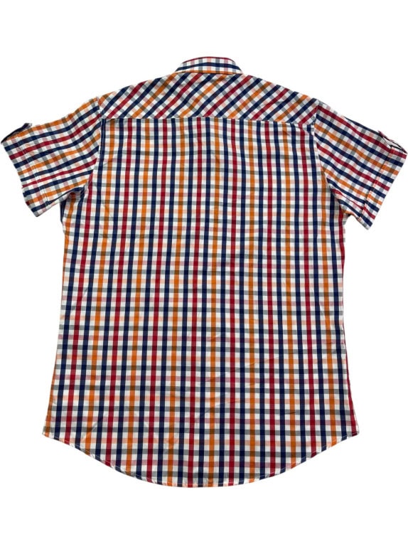 TOMMY HILFIGER SHORT SLEEVE SHIRT CHECKED MULTICOLOR MENS PRE OWNED L