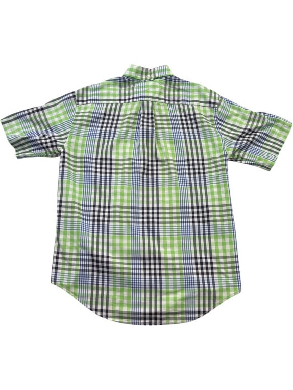 TOMMY HILFIGER SHORT SLEEVE SHIRT CLASSIC CHECK GREEN BLUE MENS PRE OWNED M