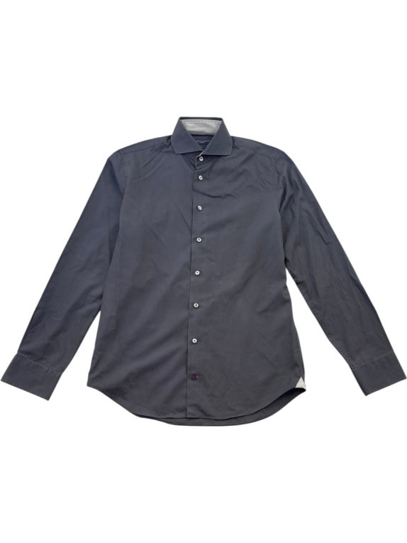 TOMMY HILFIGER LONG SLEEVE SHIRT MINIMAL CHARCOAL MENS PRE OWNED S