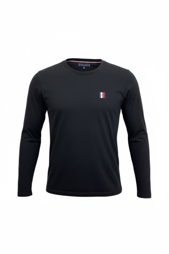 TOMMY HILFIGER ΜΠΛΟΥΖΑ ΜΑΚΡΥΜΑΝΙΚΗ CASUAL EMBROIDERED LOGO ΜΑΥΡΟ ΑΝΔΡΙΚΟ XL