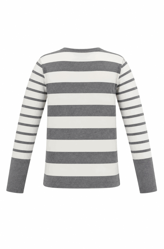 TOMMY HILFIGER LONG SLEEVE TOP STRIPED GREY WHITE WOMEN PRE OWNED M