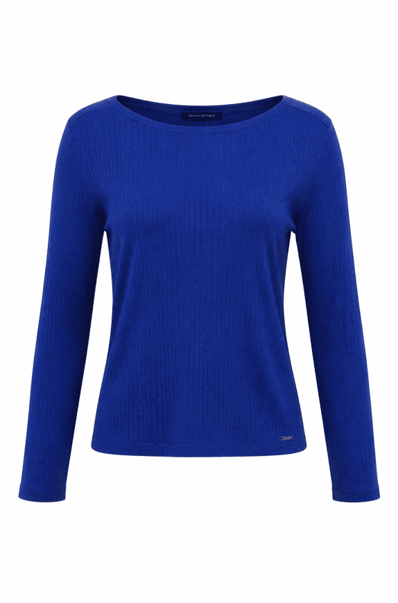 TOMMY HILFIGER LONG SLEEVE TOP RIBBED BLUE WOMENS PRE OWNED XL