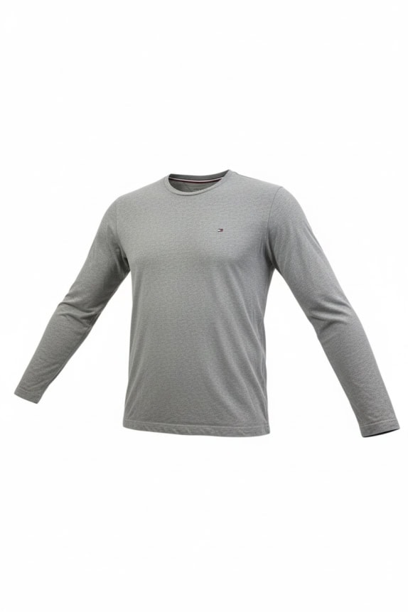 TOMMY HILFIGER MAGLIA A MANICHE LUNGHE SLIM FIT LOGO GRIGIA UOMO XL