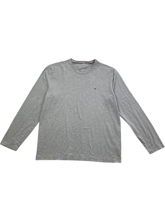 TOMMY HILFIGER LONG SLEEVE TOP SLIM FIT LOGO GREY MENS XL