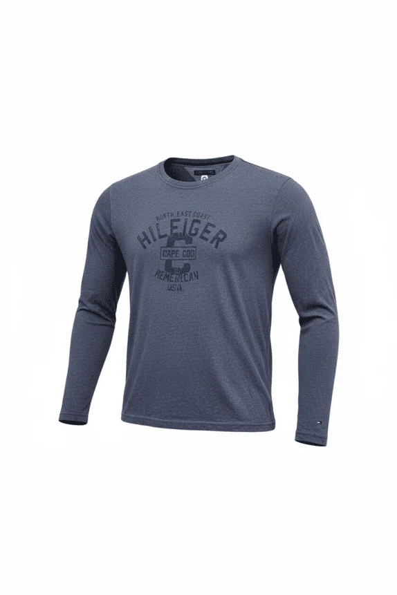 TOMMY HILFIGER Μπλούζα Μακρυμάνικη Vintage Με Λογότυπο Μπλε Μελανζέ Ανδρική XL